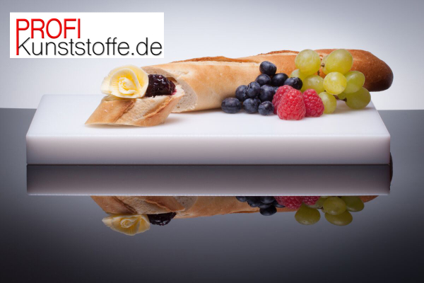 50 cm x 30 cm , weißes Kunststoffschneidbrett, aus Vollkunststoff, HACCP geeignet, Spülmaschinenfest, höchst messerschonend, Industriequalität, für alle Lebensmittel geeignet